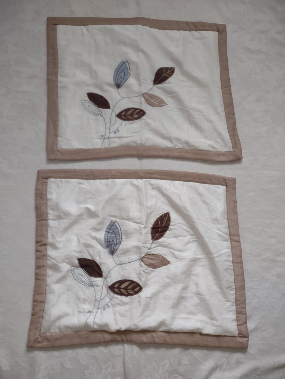 Embroidered Leaves Pillow Shams With Flange